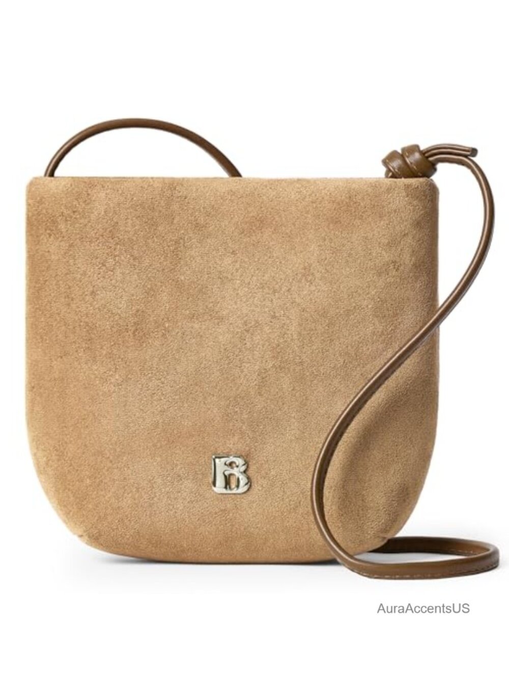 Small Faux Suede Crossbody Bag with Adjustable Knotted Strap